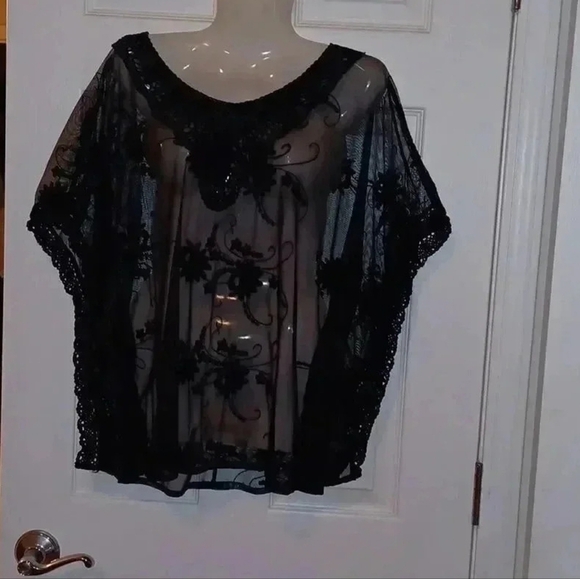 🍭🌹black lace, see-through blouse - Picture 11 of 12